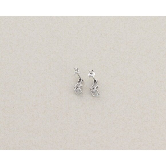 10k White Gold Natural Aquamarine and Diamond Earrings Stud Post 3/8" x 1/4" - Picture 8 of 10